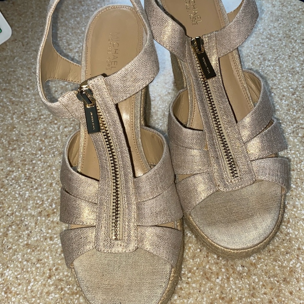 Michael Kors, size 10, Linen zip up wedges women’s shoes